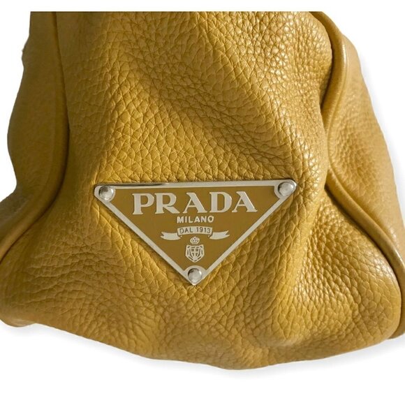 Prada yellow tumbled Daino‎ leather shoulder bag, Large - Picture 8 of 16